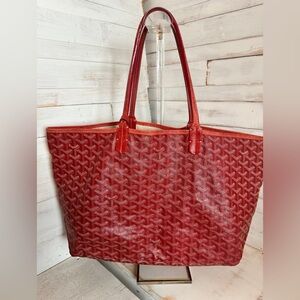 Red Goyard Saint Louis Coated Canvas Tote Bag - PM